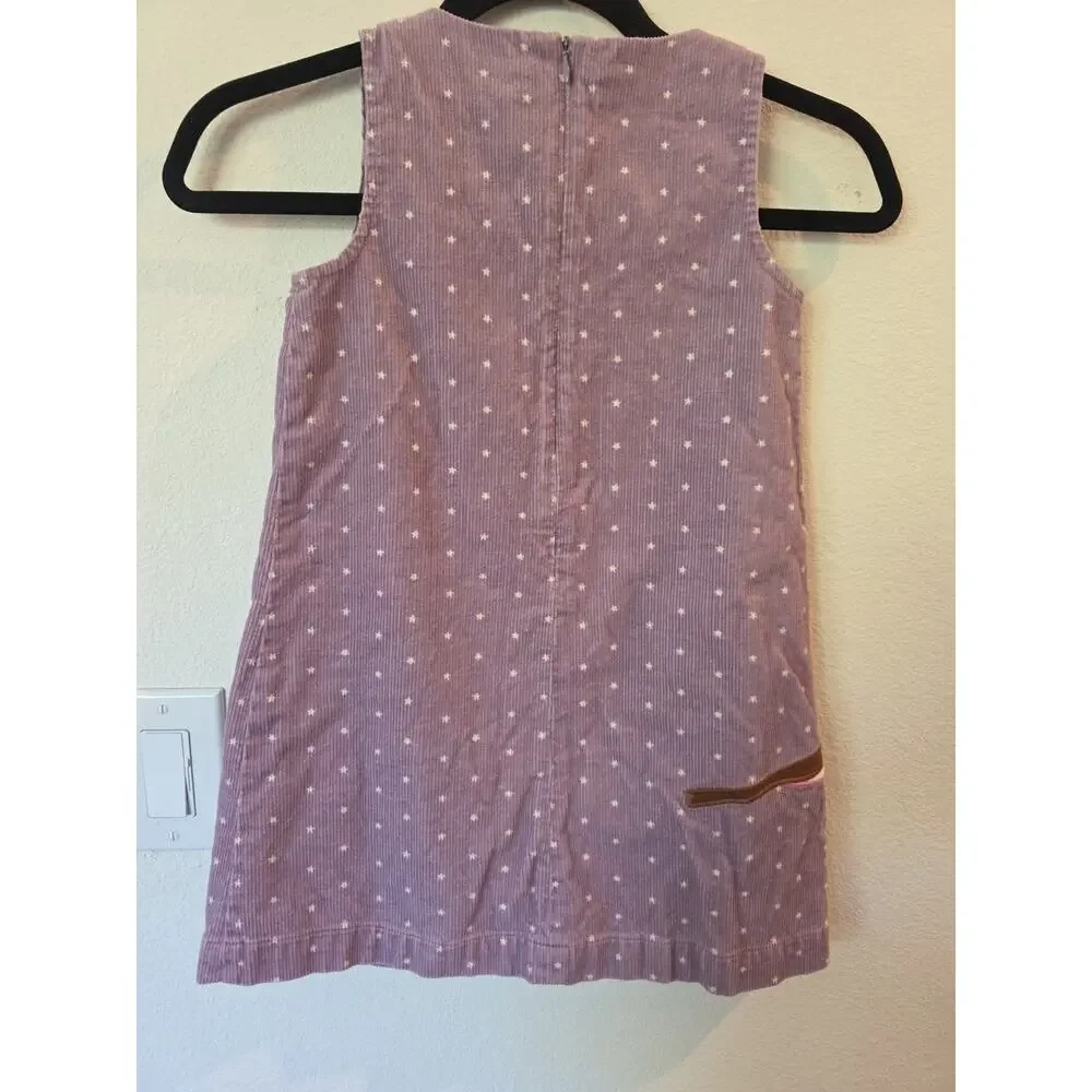 Mini Boden Girls' Purple Corduroy Jumper Dress with a Robin Appliqué Sz 6-7 Yr - Picture 5 of 6